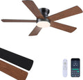 Flush Mount Ceiling Fan with Light and Remote/APP - 48" Low Profile Ceiling Fan with 3CCT Dimmable, 5 Reversible Blades