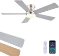 Flush Mount Low Profile Ceiling Fans with Lights - Modern Ceiling Fan with LED Dimming, Timer, 6Wind Speeds, Indoor Fan Light