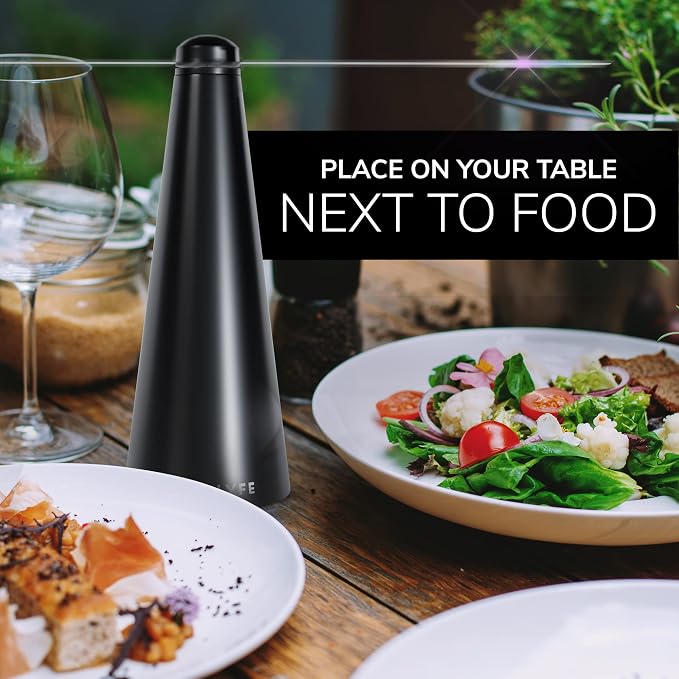 Fly Fans for Tables by - AA Battery & USB Powered - Fly Swatter Outdoor Camping Accessory Or for Food at Parties, Restaurants