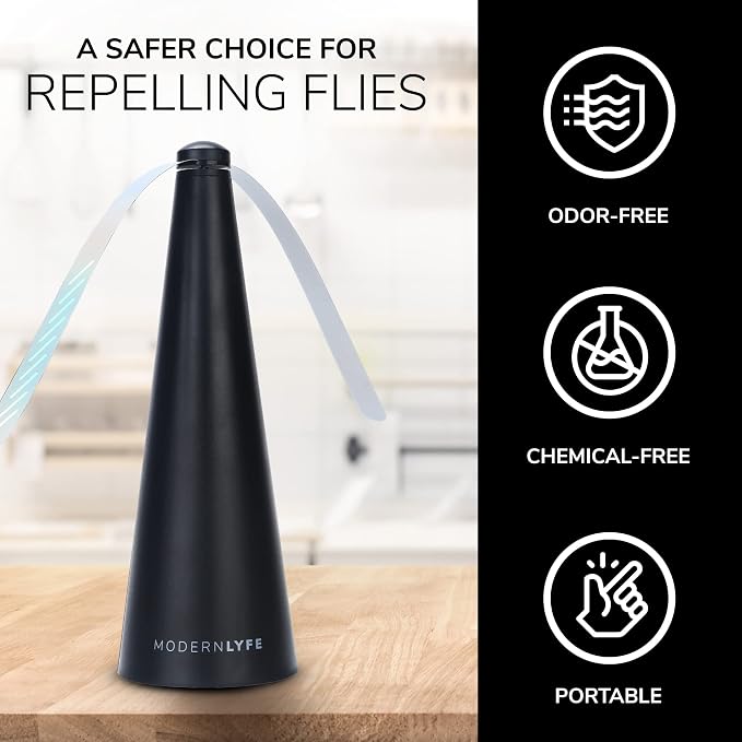 Fly Fans for Tables by - AA Battery & USB Powered - Fly Swatter Outdoor Camping Accessory Or for Food at Parties, Restaurants