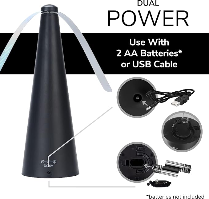 Fly Fans for Tables by - AA Battery & USB Powered - Fly Swatter Outdoor Camping Accessory Or for Food at Parties, Restaurants