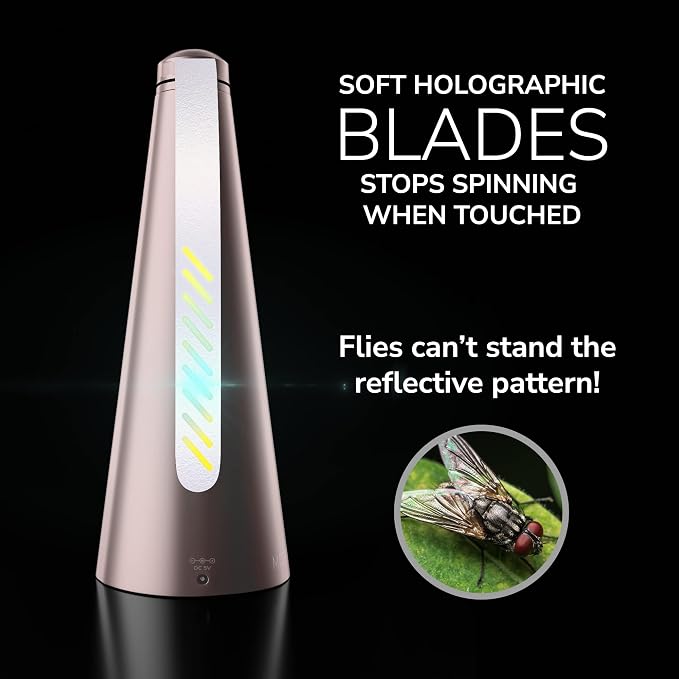 Fly Fans for Tables by - AA Battery & USB Powered - Fly Swatter Outdoor Camping Accessory Or for Food at Parties, Restaurants