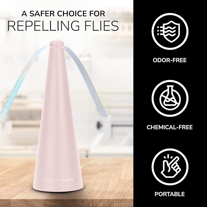 Fly Fans for Tables by - AA Battery & USB Powered - Fly Swatter Outdoor Camping Accessory Or for Food at Parties, Restaurants
