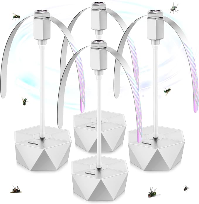Fly Fans for Tables, Fly Repellent Fan Outdoor Indoor Keep Flies Away, Repellent Fans for Tables with Holographic Blades for