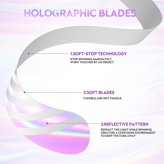Fly Fans for Tables, Fly Repellent Fan Outdoor Indoor Keep Flies Away, Repellent Fans for Tables with Holographic Blades for
