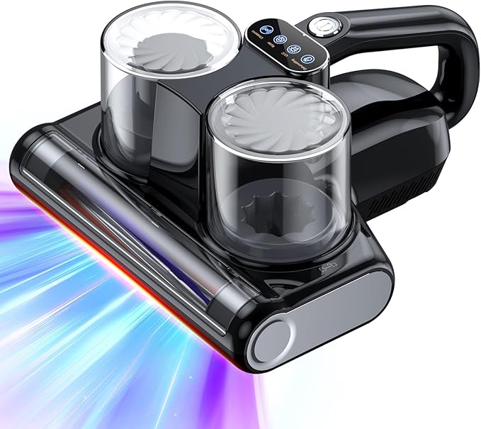Mattress Vacuum Bed Vacuum Cleaner 16Kpa Suction 253.7nm UV-C Light, 140°F Heated Air, 30000 RPM