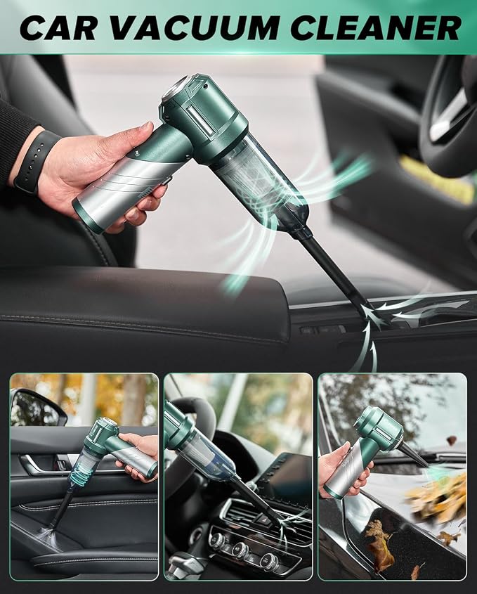 Foldable Handheld Car Vacuum Cleaner Portable Cordless, 17000PA High Power Mini Vacuum Cleaner and Air Duster with Brushless
