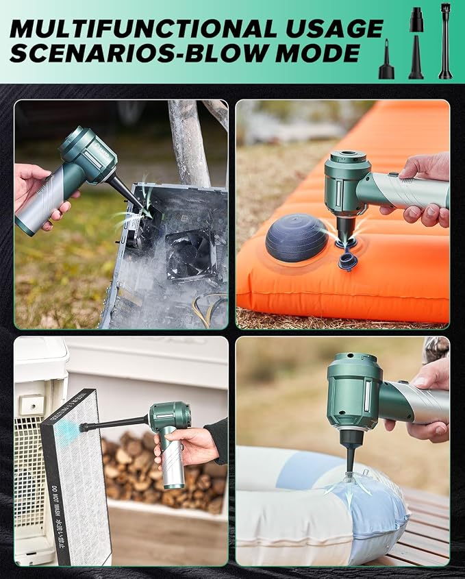 Foldable Handheld Car Vacuum Cleaner Portable Cordless, 17000PA High Power Mini Vacuum Cleaner and Air Duster with Brushless