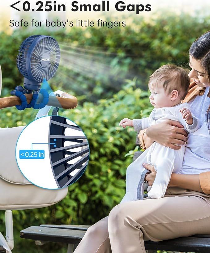 Stroller Fan for Baby - Portable Fans Rechargeable - Battery Operated Fan(Use for 24Hrs), alternate