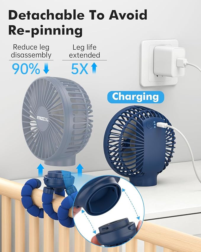 Stroller Fan for Baby - Portable Fans Rechargeable - Battery Operated Fan(Use for 24Hrs), alternate
