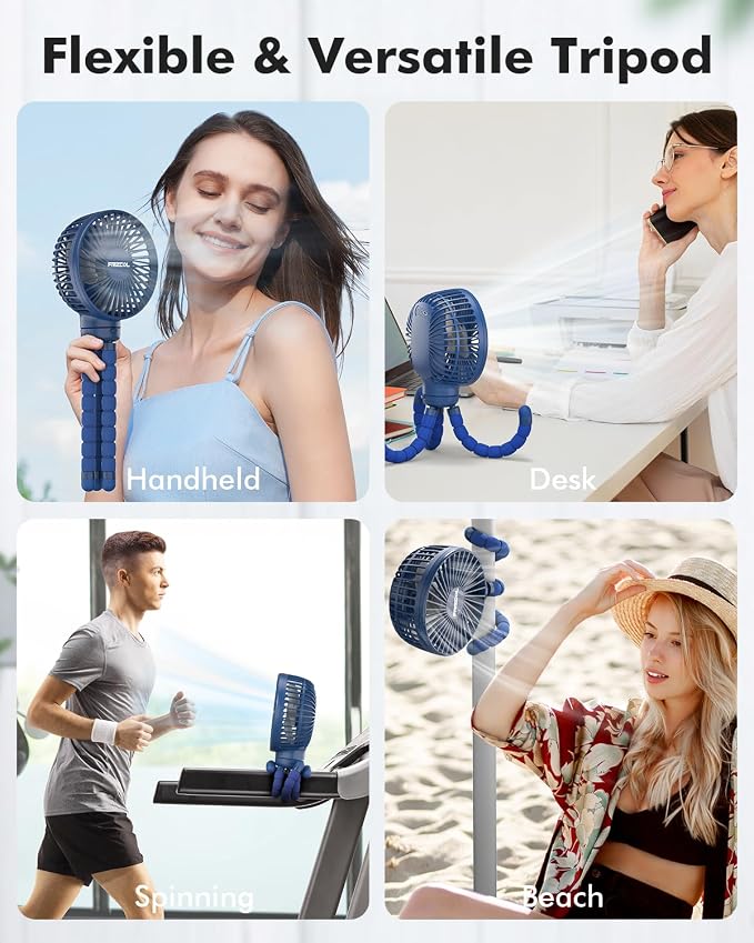 Stroller Fan for Baby - Portable Fans Rechargeable - Battery Operated Fan(Use for 24Hrs), alternate