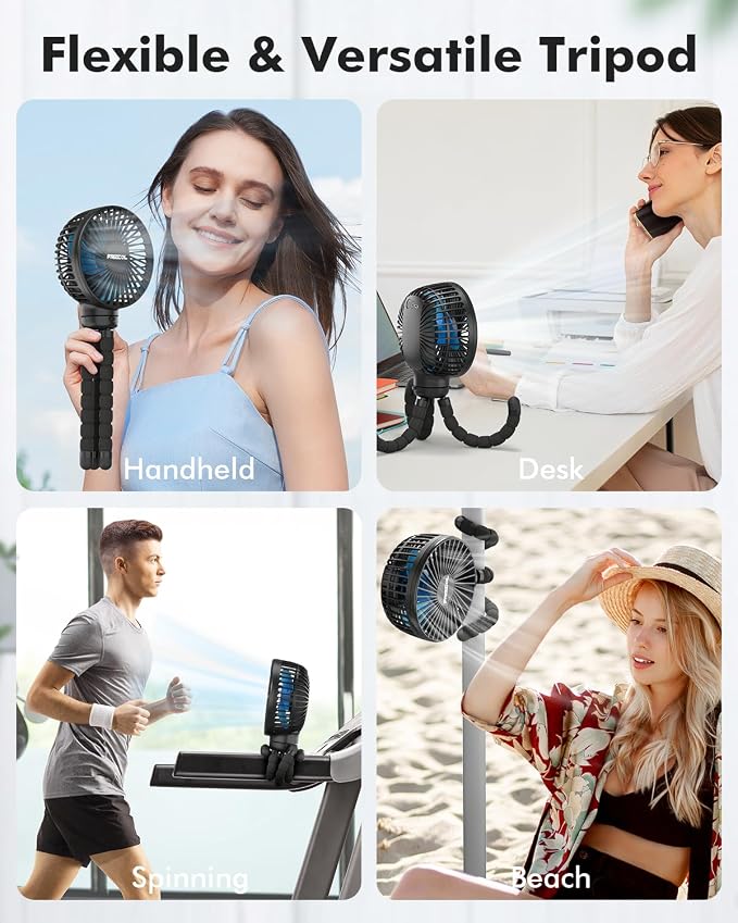 Stroller Fan for Baby - Portable Fans Rechargeable - Battery Operated Fan(Use for 24Hrs), alternate