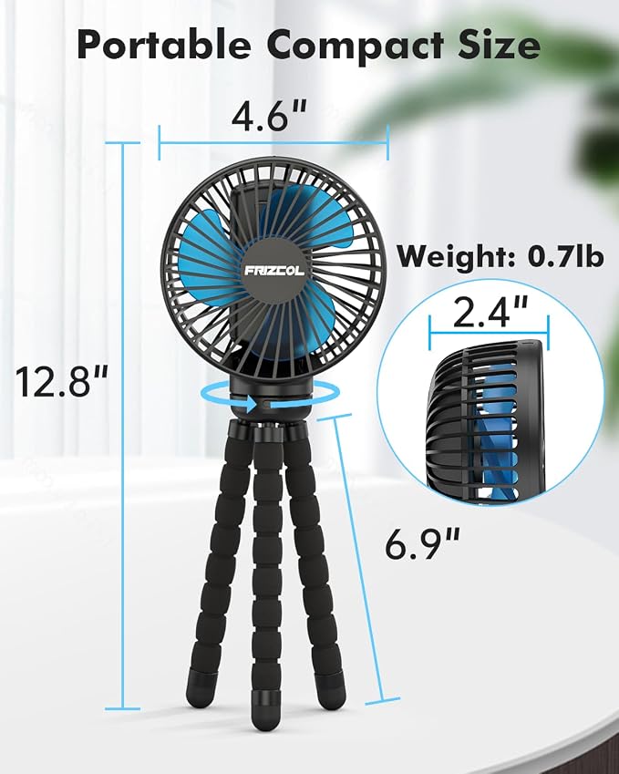 Stroller Fan for Baby - Portable Fans Rechargeable - Battery Operated Fan(Use for 24Hrs), alternate