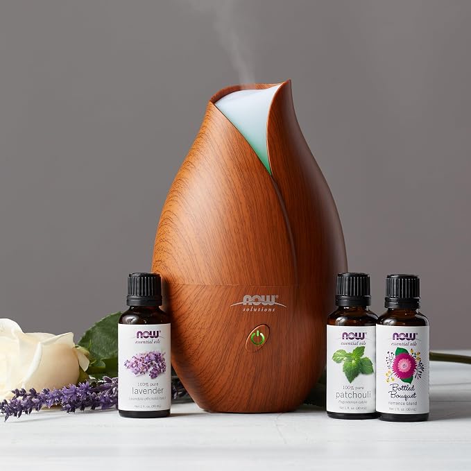 Foods Essential Oils, Ultrasonic Faux Wood Aromatherapy Oil Diffuser, Contemporary Design, Extremely Quiet Heat Free