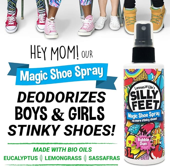 Foot and Shoe Deodorizer Spray, Extra-Strength Odor Eliminator for Smelly Shoes, Kids’ Feet, and Sweat, Bubble Gum Scent