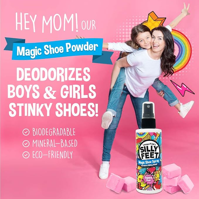 Foot and Shoe Deodorizer Spray, Extra-Strength Odor Eliminator for Smelly Shoes, Kids’ Feet, and Sweat, Bubble Gum Scent