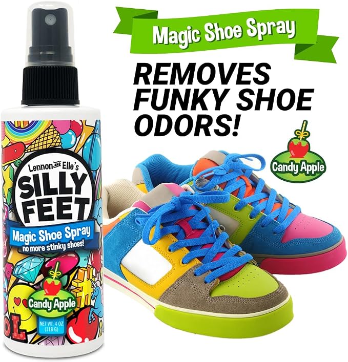 Foot and Shoe Deodorizer Spray, Extra-Strength Odor Eliminator for Smelly Shoes, Kids’ Feet, and Sweat, Candy Apple Scent