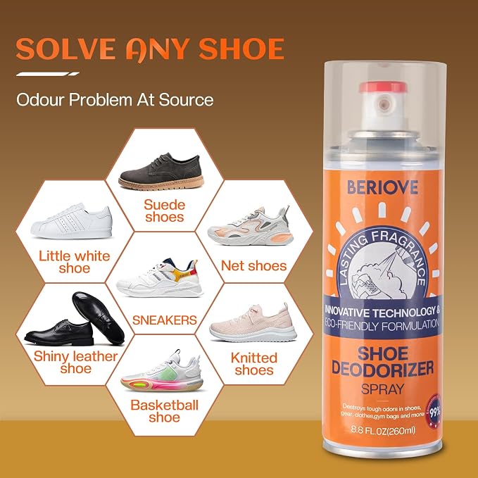 Foot Shoe Odor Spray, Eliminator Shoe Deodorizer Spray Smell Eaters for Feet, Sneaker, Boot-Natural Remover Deodorant Sports