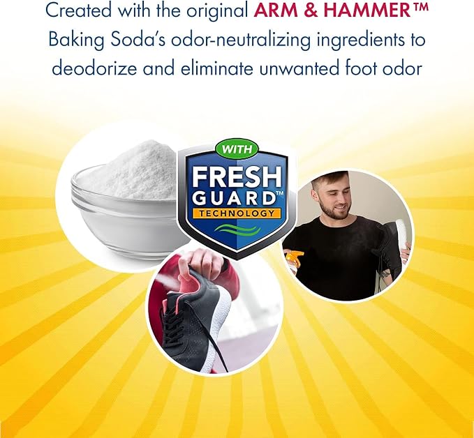 FootCare Arm and Hammer Shoe Refresher Spray, Multi-Purpose Odor Remover for All Types of Footwear, Shoe Deodorizer Spray