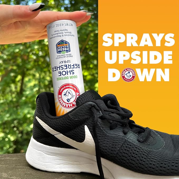 FootCare Arm and Hammer Shoe Refresher Spray, Multi-Purpose Odor Remover for All Types of Footwear, Shoe Deodorizer Spray