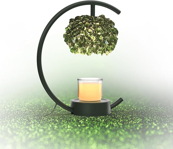 for Jar Candles with Adjustable Brightness&Timer,Handcrafted Green Crystal Candle Lamp Luxurious Design+2Bulbs,Home