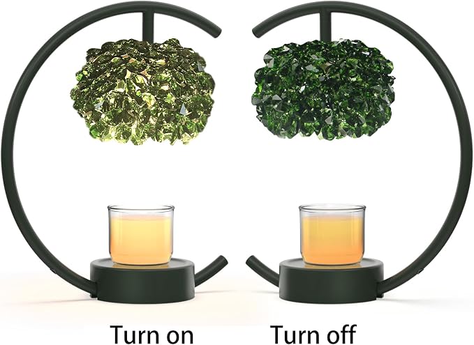 for Jar Candles with Adjustable Brightness&Timer,Handcrafted Green Crystal Candle Lamp Luxurious Design+2Bulbs,Home