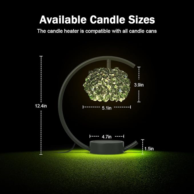 for Jar Candles with Adjustable Brightness&Timer,Handcrafted Green Crystal Candle Lamp Luxurious Design+2Bulbs,Home