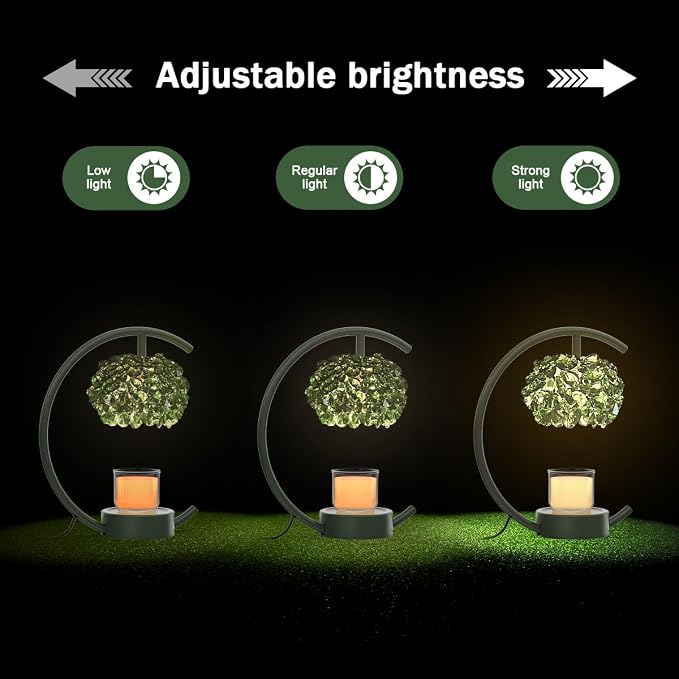 for Jar Candles with Adjustable Brightness&Timer,Handcrafted Green Crystal Candle Lamp Luxurious Design+2Bulbs,Home