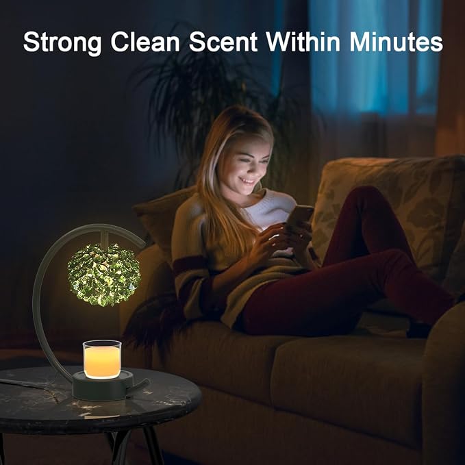 for Jar Candles with Adjustable Brightness&Timer,Handcrafted Green Crystal Candle Lamp Luxurious Design+2Bulbs,Home