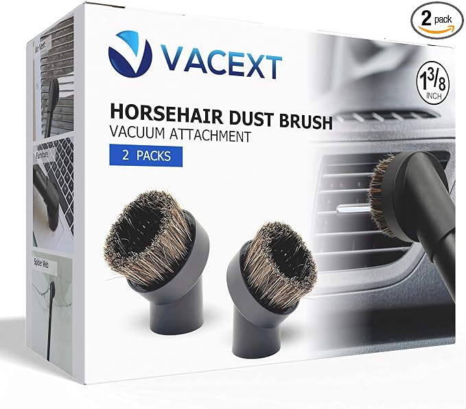 For 2Pack Round Horsehair Dust Brush Vacuum Attachments Accessories 1-3/8'' Inner Diameter Compatible with C1 C2