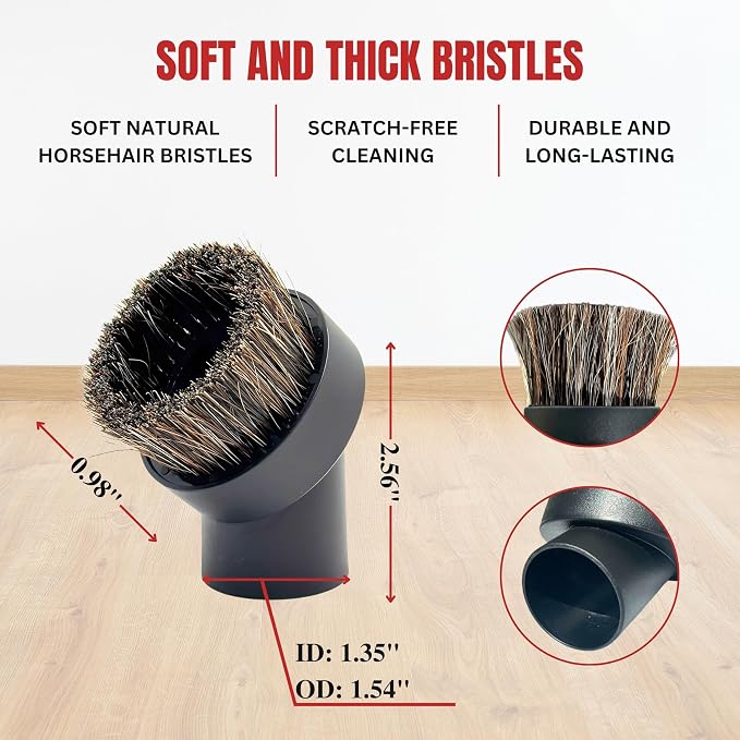 For 2Pack Round Horsehair Dust Brush Vacuum Attachments Accessories 1-3/8'' Inner Diameter Compatible with C1 C2