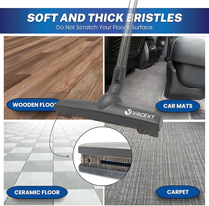 For Vacuum Cleaner Attachments for Carpet, Tile Hard Floors, Dryer Vent, Corner, Car Detailing -Horsehair Hardwood