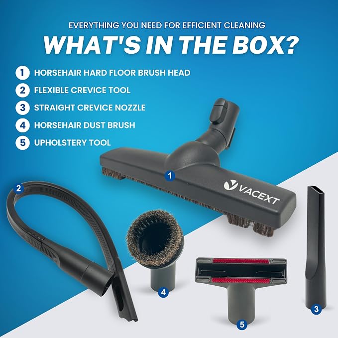 For Vacuum Cleaner Attachments for Carpet, Tile Hard Floors, Dryer Vent, Corner, Car Detailing -Horsehair Hardwood