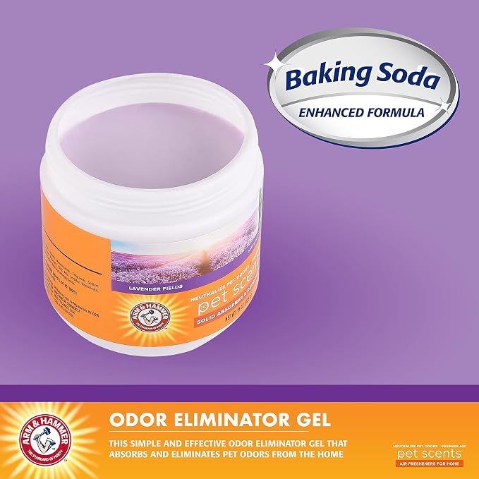 For Pets Scents Solid Gel Deodorizer in Lavender Fields Scent | Room Deodorizer for Homes with Pets, Odor Removing Gel for