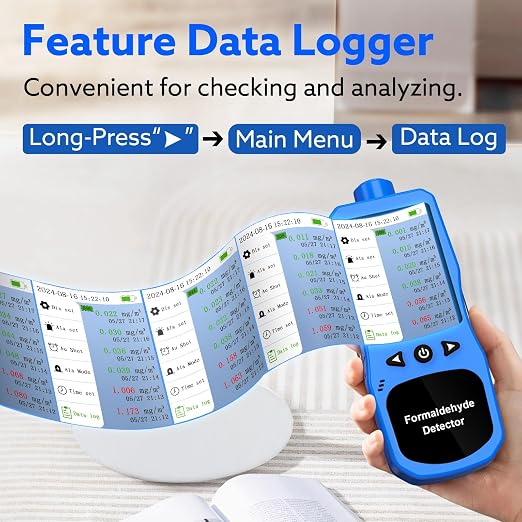 Formaldehyde Detector, Rechargeable HCHO Monitor with Vibration, Visual & Sound Alarms, Temperature Humidity Meter