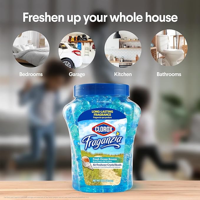 Fraganzia Crystal Beads Air Freshener, Long Lasting Room Deodorizer and Odor Eliminator Gel Beads to Freshen Home, Car, or