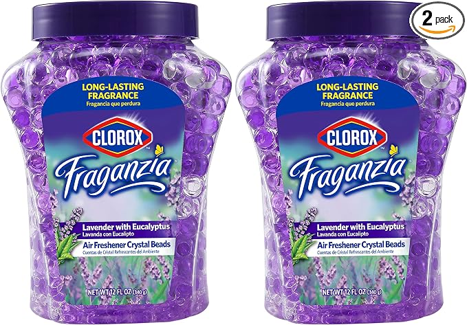 Fraganzia Crystal Beads Air Freshener Twin Pack, Long Lasting Room Deodorizer and Odor Eliminator Gel Beads for Home, Car, or