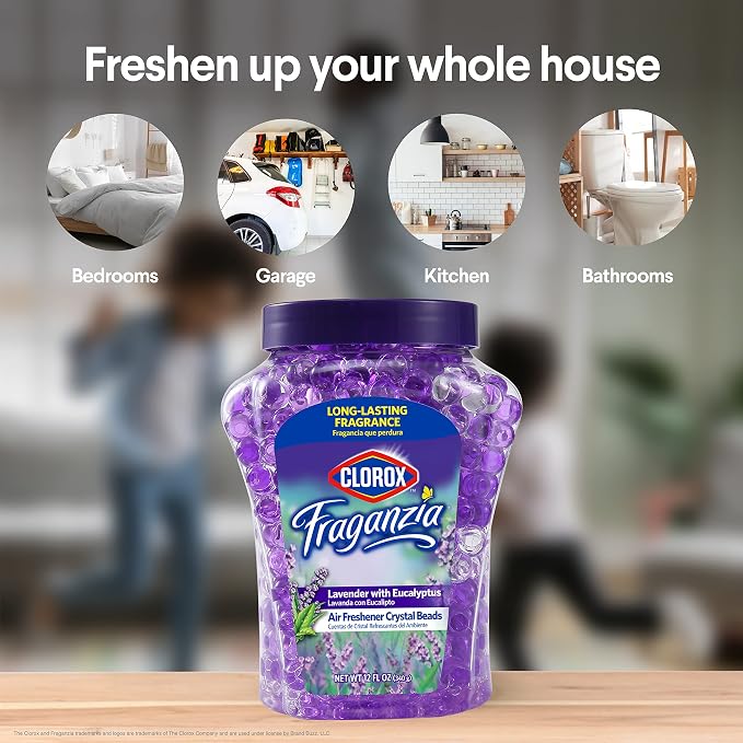 Fraganzia Crystal Beads Air Freshener Twin Pack, Long Lasting Room Deodorizer and Odor Eliminator Gel Beads for Home, Car, or