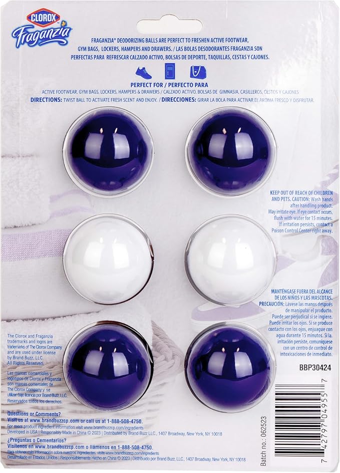 Fraganzia Deodorizing Balls with Lavender and Eucalyptus Scent, Shoe and Bag Odor Eliminator Balls for Shoes Lockers and Gym