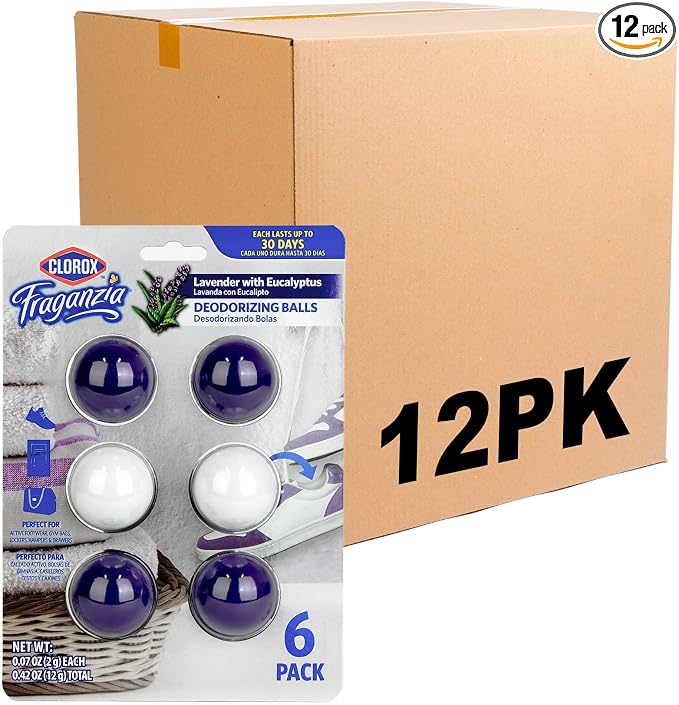 Fraganzia Deodorizing Balls with Lavender and Eucalyptus Scent, Shoe and Bag Odor Eliminator Balls for Shoes Lockers and Gym