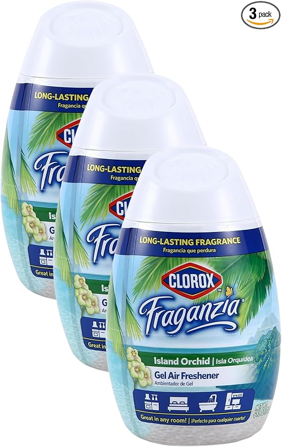 Fraganzia Gel Air Freshener Cone in Island Orchid Scent, 6oz | No-Plug, Battery-Free Air Freshener for Small Rooms, Closets