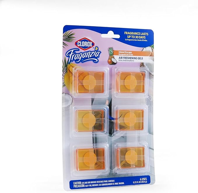 Fraganzia Stick-On Gel Fresheners, Island Escape Trash Can Deodorizer Up to 30 Days Scent, Odor Absorber for Kitchen