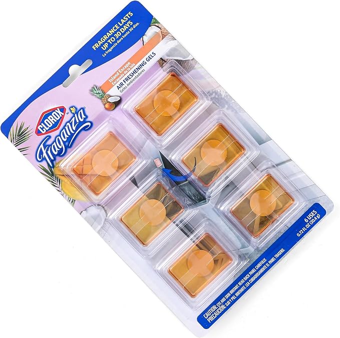 Fraganzia Stick-On Gel Fresheners, Island Escape Trash Can Deodorizer Up to 30 Days Scent, Odor Absorber for Kitchen