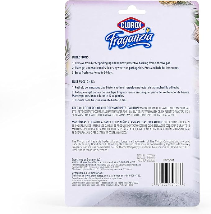 Fraganzia Stick-On Gel Fresheners, Island Escape Trash Can Deodorizer Up to 30 Days Scent, Odor Absorber for Kitchen