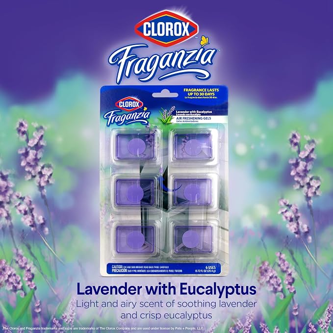 Fraganzia Stick-On Gel Fresheners, Lavender with Eucalyptus Trash Can Deodorizer Up to 30 Days Scent, Odor Absorber for