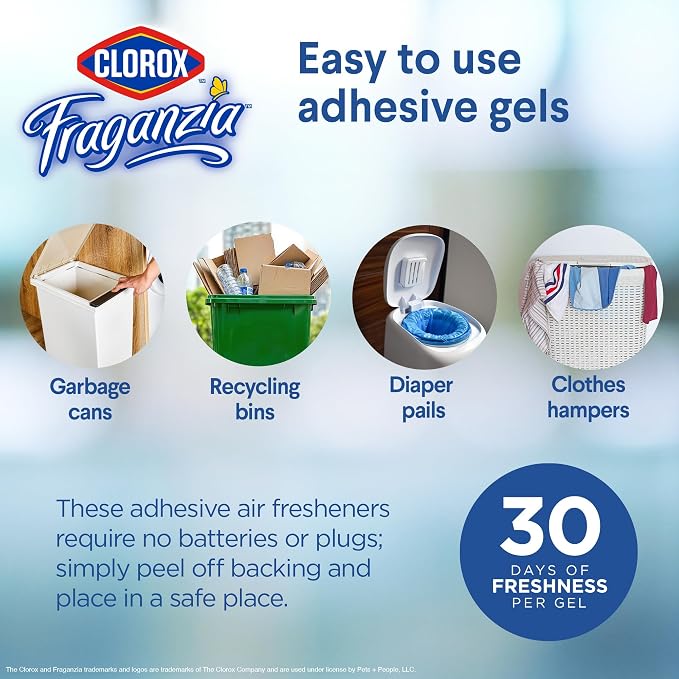 Fraganzia Stick-On Gel Fresheners, Lavender with Eucalyptus Trash Can Deodorizer Up to 30 Days Scent, Odor Absorber for