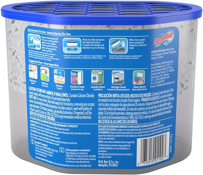 Fragrance Free Disposable Moisture Absorber - 10.5 oz. Each - 3 Pack – Attracts & Traps Excess Moisture, Eliminates Musty