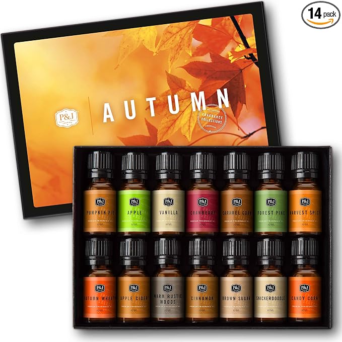 Fragrance Oil Autumn Set of 14 Fragrance Oils for Candle Making, Soap Making, Home Diffuser Oil, product image