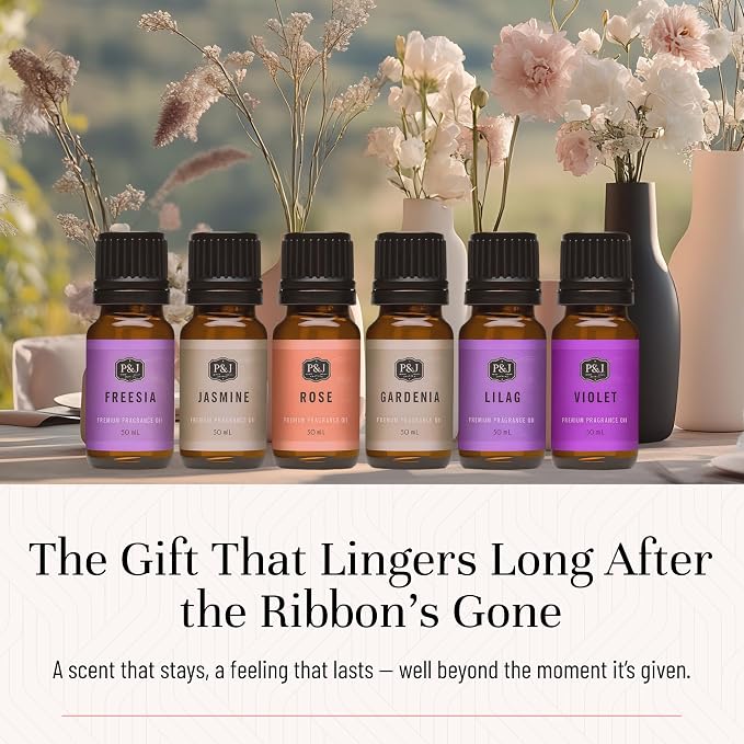 Fragrance Oil Floral Set | Violet, Jasmine, Rose, Lilac, Freesia, and Gardenia Candle Scents for Candle Making, Freshie