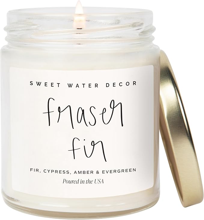 Fraser Fir Candle - Evergreen, Cedar, Winter Holiday Scented Soy Christmas Candles for Home, product image